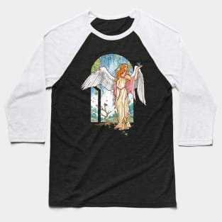 Angel of Spring Mucha Inspired Art Nouveau Angels of the Seasons Series Baseball T-Shirt